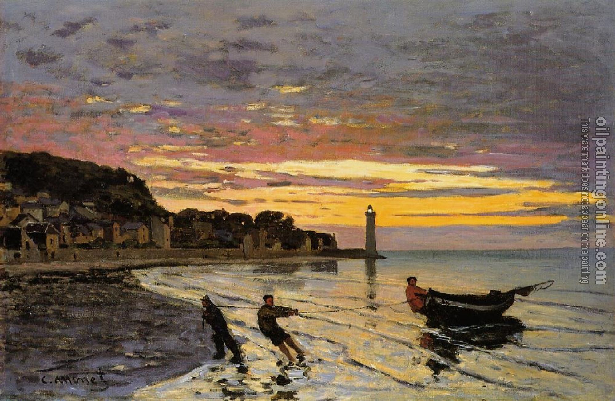 Monet, Claude Oscar - Hauling a Boat Ashore, Honfleur
